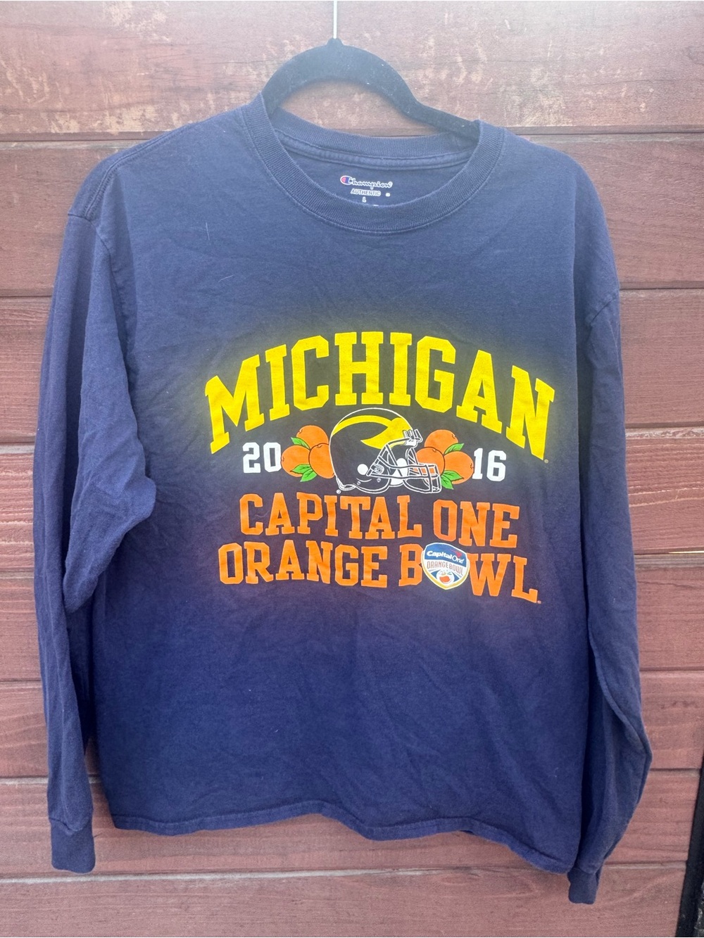Champion Kids' Michigan Navy Long-Sleeve Capital One Orange Bowl Tee